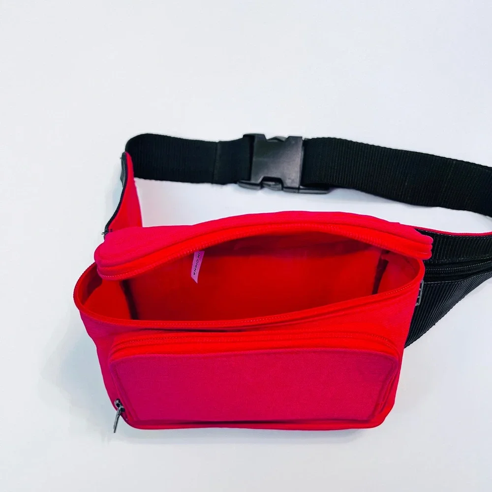 Vintage Mondo Red Fanny Pack Belt Bag Travel Hiking Festival Organizer - Picture 4 of 9